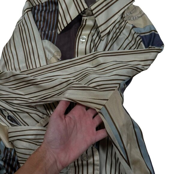 RARE! Vintage 70s 80s Chess King Striped Button Down Shirt Sz L - Picture 6 of 15